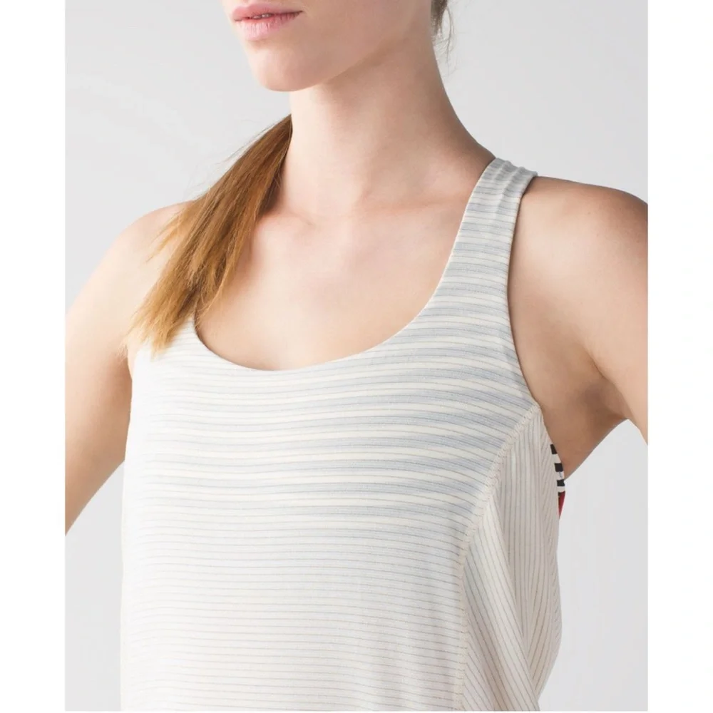 Lululemon Wild Tank Angel Wing/Narrow bold stripe black angel wing/alarming 6